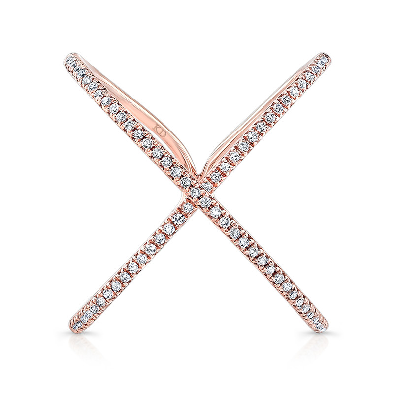 Rose Gold Diamond "X" Ring