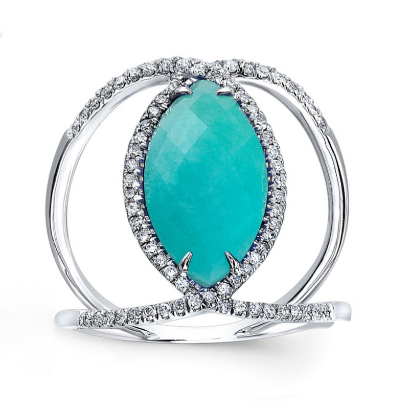 Amazonite and Diamond Ring