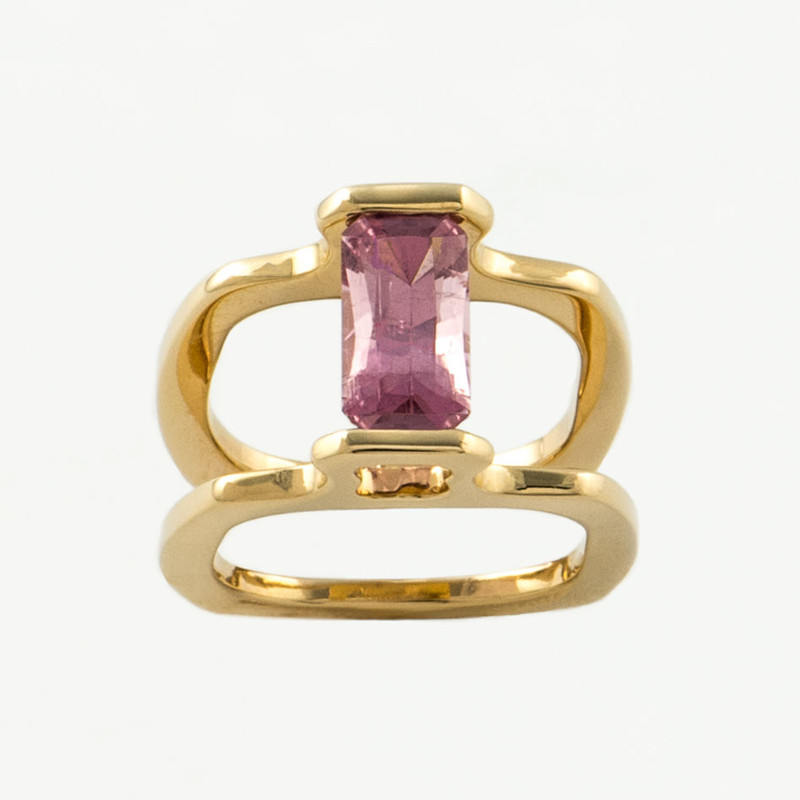Custom Floating Pink Tourmaline Ring