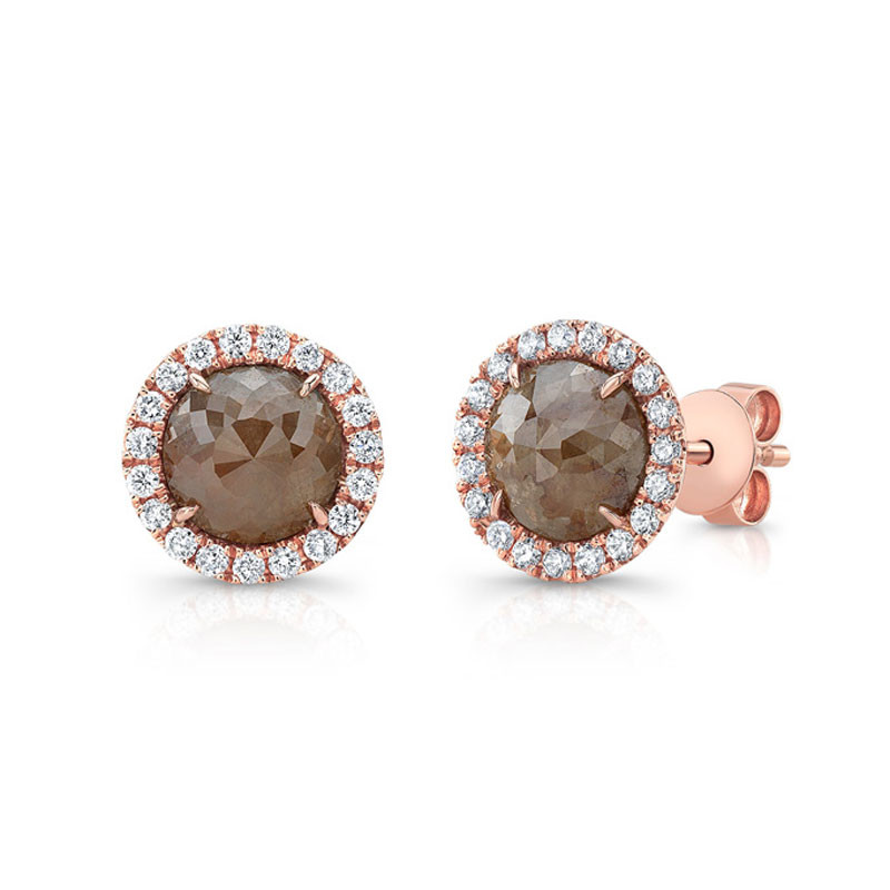 Rough Diamond Halo Studs