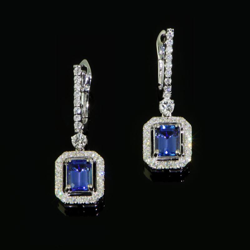 Tanzanite and Diamond Dangle Earrings